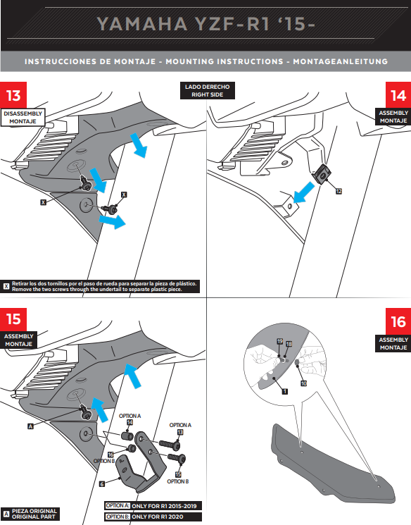 Puig Winglets Spoiler Downforce Yamaha YZF-R1/M RN65 (20-25) 20297