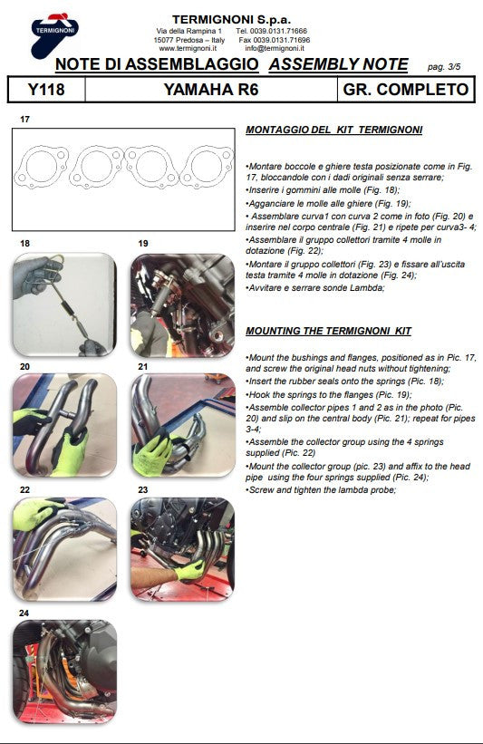 Termignoni complete system Titanium Kit-SSP version Yamaha YZF-R6 (06-25) Y11810200TCC