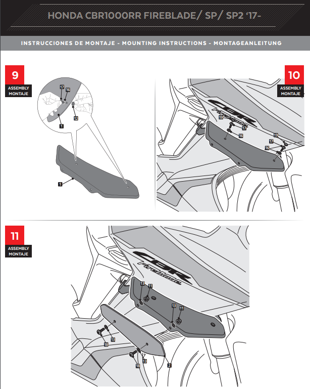 Spoiler de alerones Puig Winglets Downforce Honda CBR 1000 RR SC77 (17-19) 9729