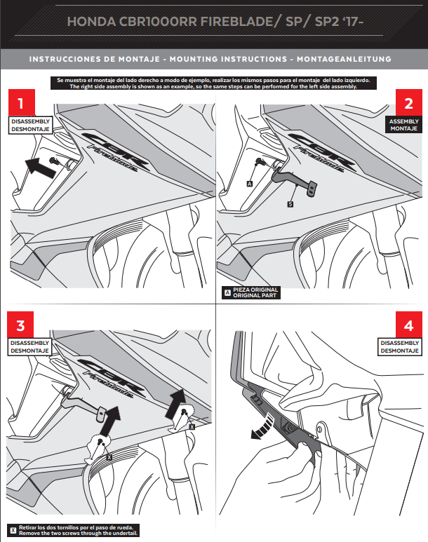 Spoiler de alerones Puig Winglets Downforce Honda CBR 1000 RR SC77 (17-19) 9729