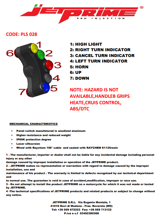 Street Switch Street JetPrime BMW S1000RR (09-14) JP PLS 028