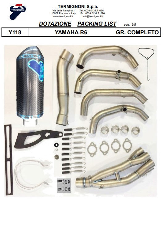 Termignoni complete system Titanium Kit-SSP version Yamaha YZF-R6 (06-25) Y11810200TCC