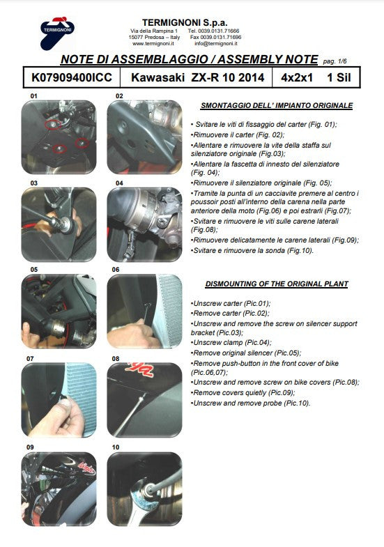 Termignoni Sistema completo in acciaio inossidabile Kawasaki ZX-10 R/RR (16-20) K07909400ICC