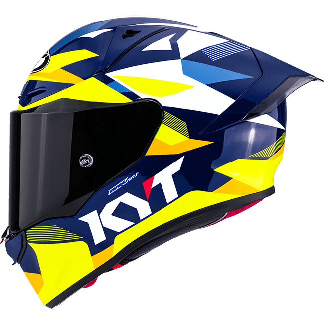 KYT R1R Carbon Diamond Blue/Yellow – Racing Helmet ECE 22.06