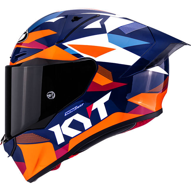KYT R1R Carbon Diamond Blue/Orange – Racing Helmet ECE 22.06
