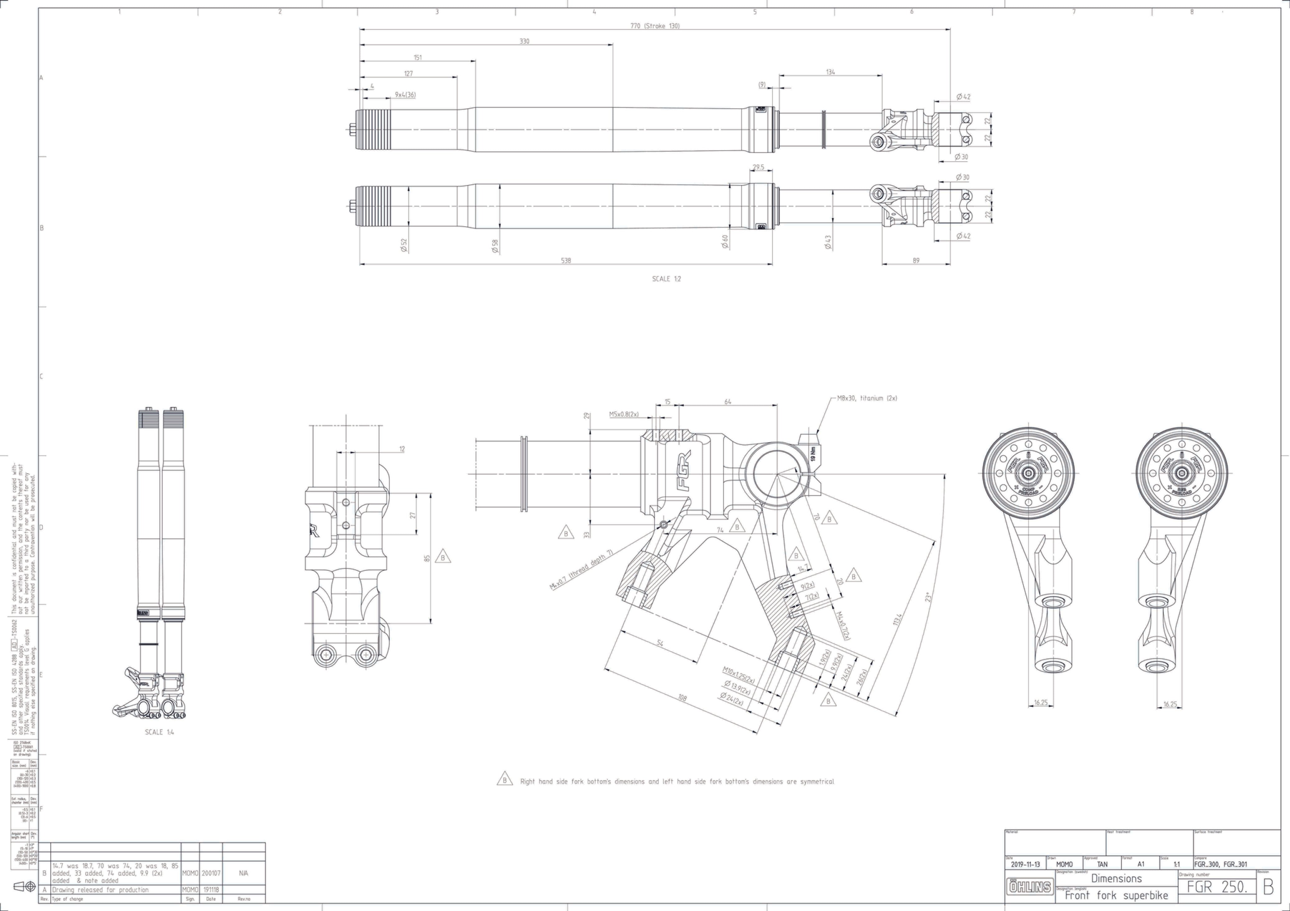 Öhlins FGR 250 Racing Gabel USD Telegabel Rennsport