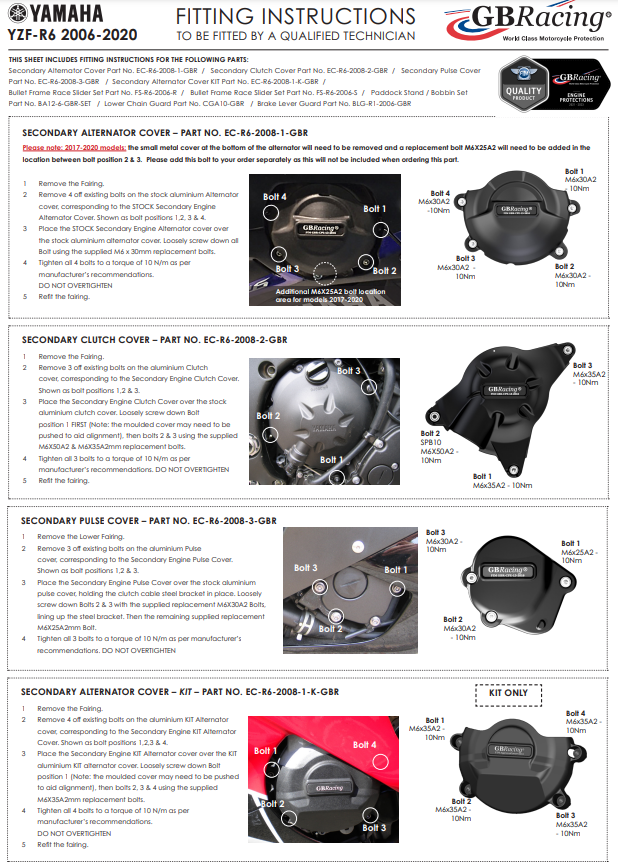 Ignition protector protective cover gbracing yamaha yzf-r6 (06-25)