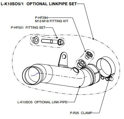 Akrapovic tubo intermedio (acciaio inox) Kawasaki ZX-10R (11-15) L-K10SO5/1