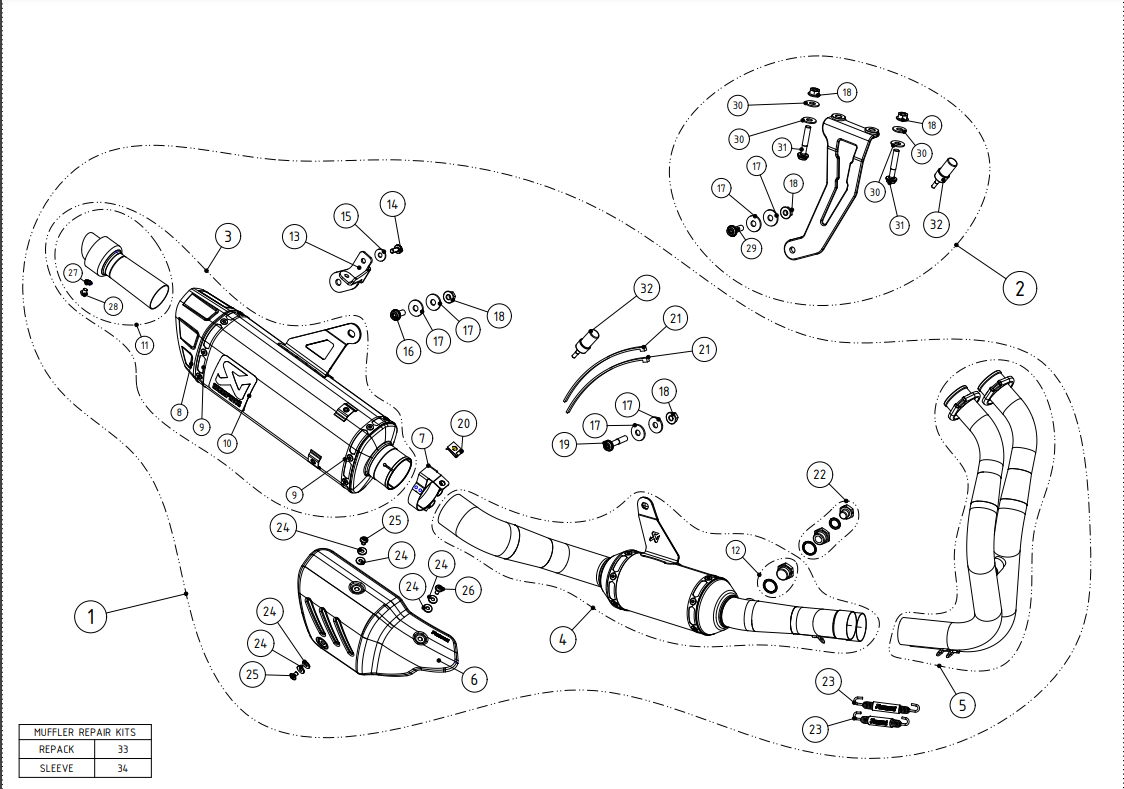Línea de carreras Akrapovic (acero inoxidable) Yamaha YZF-R7 (21-25) S-Y7R12-SAPT