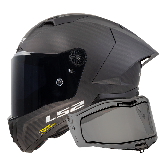 LS2 FF805 Thunder GP Aero Integralhelm in Matt Carbon + IRID Dynamic Dark — Seitenansicht