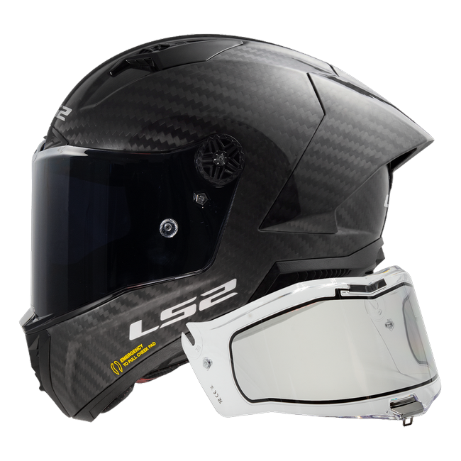 LS2 FF805 Thunder GP Aero Integralhelm in Gloss Carbon + IRID Dynamic Clear — Seitenansicht