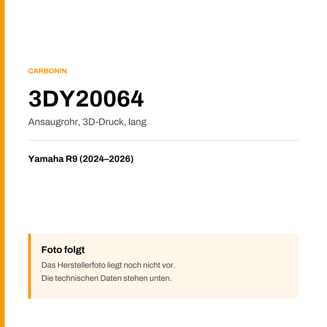 Ansaugrohr Carbonin Yamaha R9 (24-26) 3DY20064 — Platzhalter, Herstellerfoto folgt