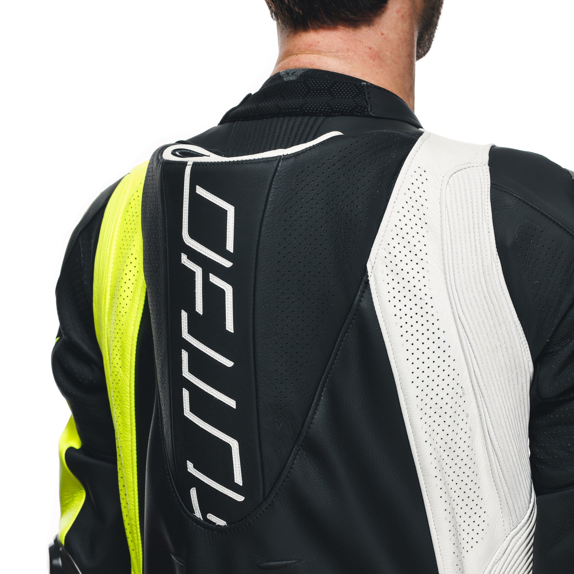 Dainese Audax D-ZIP combinaison en cuir une pièce – combinaison de course perforée | hommes | noir/jaune néon 