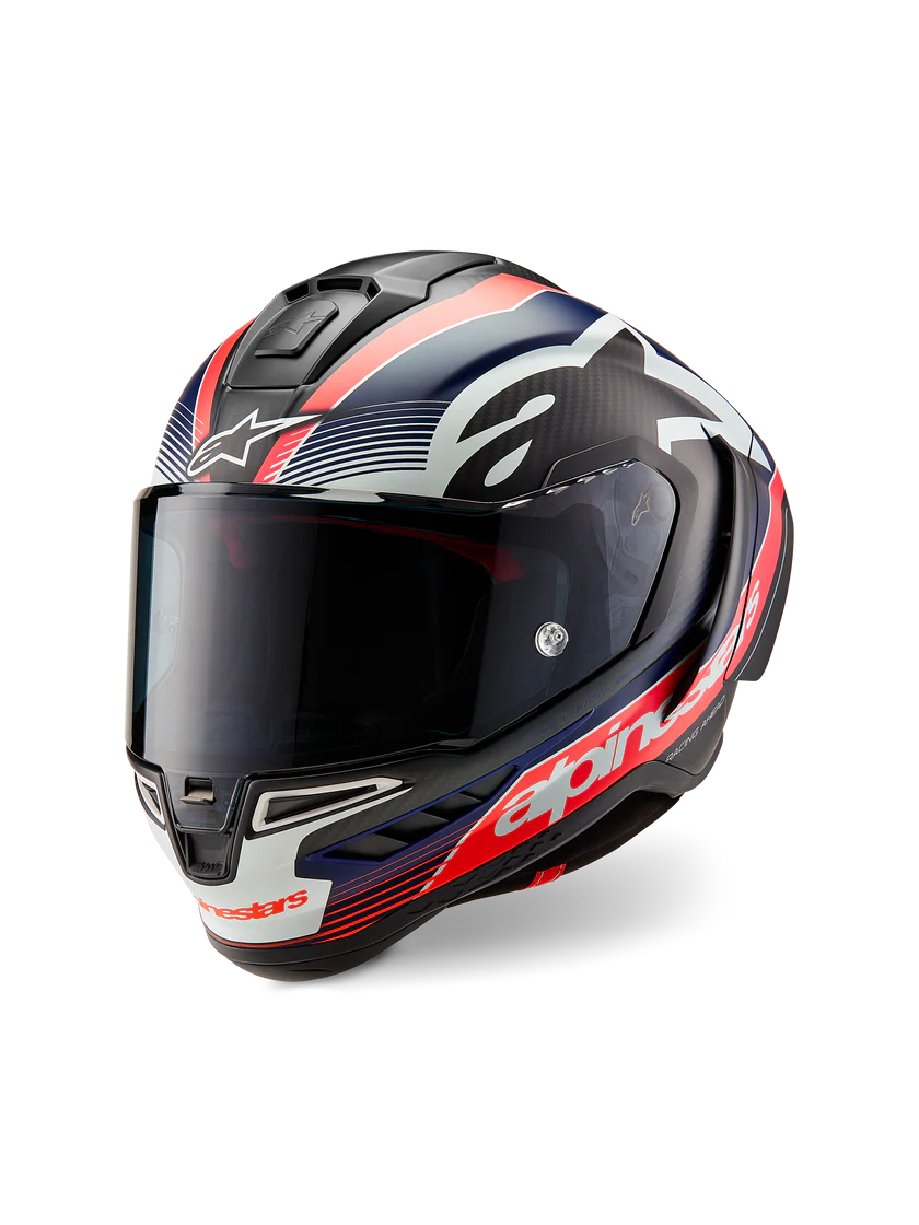 Alpinestars Supertech R10 Team Helm Carb Carbon Carb Red Fluo Dark Blue Matt 8200224-1383