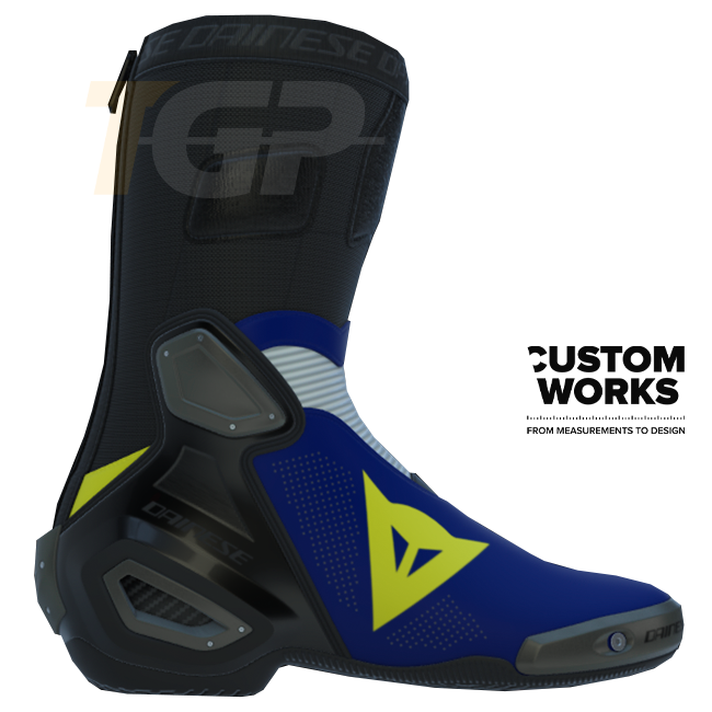 Dainese Axial 2 Air Racing- en straatmotorlaarzen | Heren | Yamaha blauw / wit / fluo geel | Custom Works 