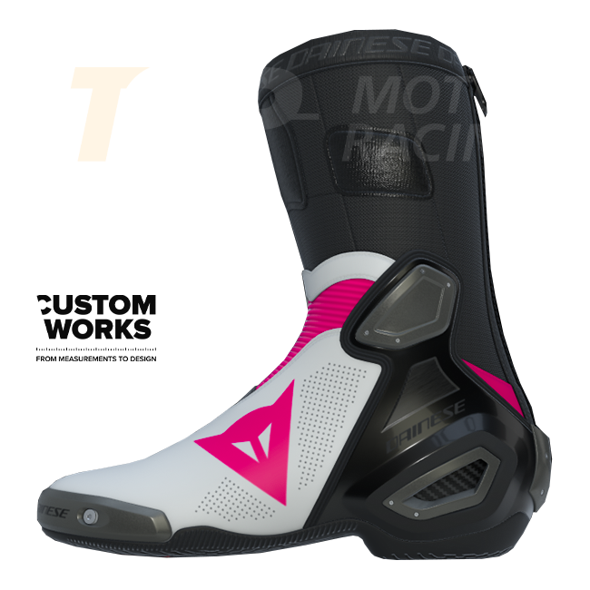Dainese Axial 2 Air Racing und Straßen Motorradstiefel | Herren | Fuxia / Weiß | Custom Works