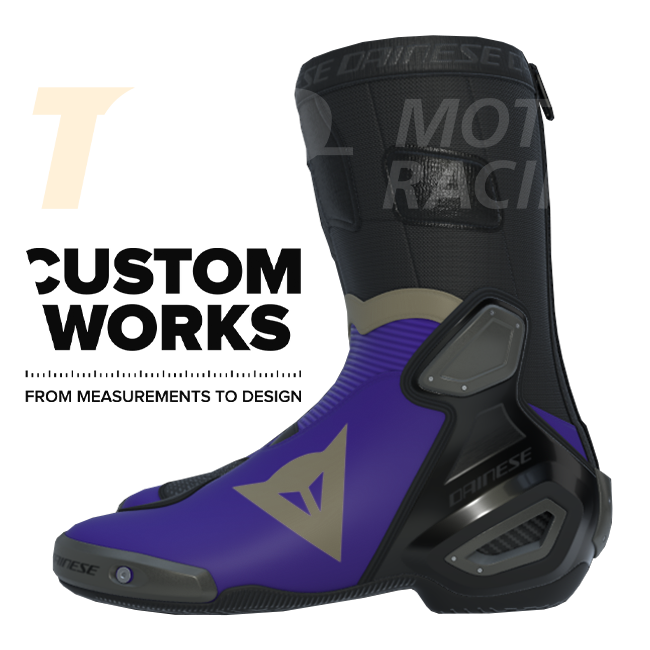 Dainese Axial 2 botas de moto de carreras y carretera | Hombre | Violeta / Magnesio | Custom Works 