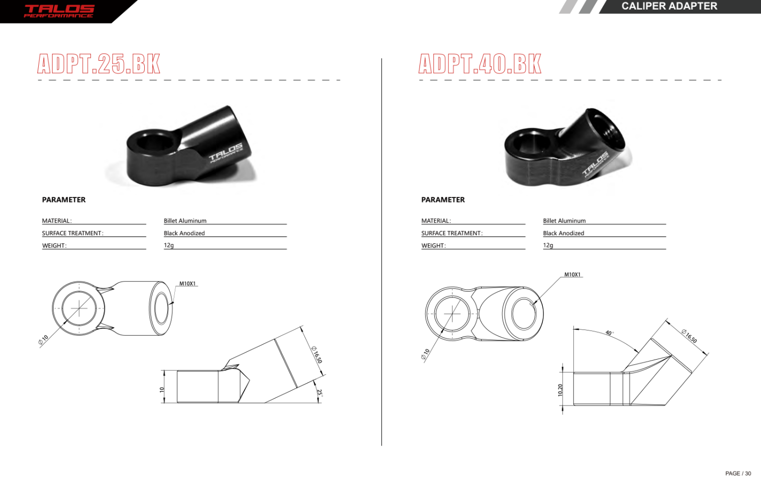Pinza freno monoblocco CNC Talos V30 anteriore | V30.SI 