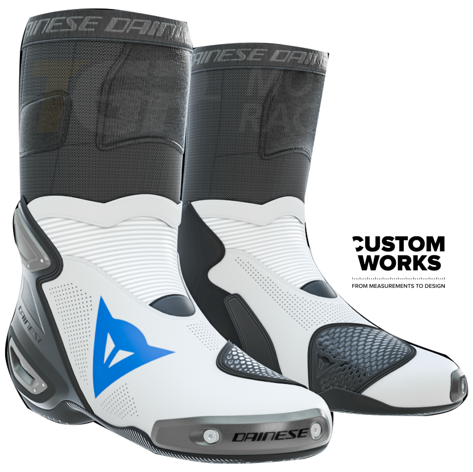 Dainese Axial 2 Air racing and street motorcycle boots | Men | White / Sky Blue | Custom Works 