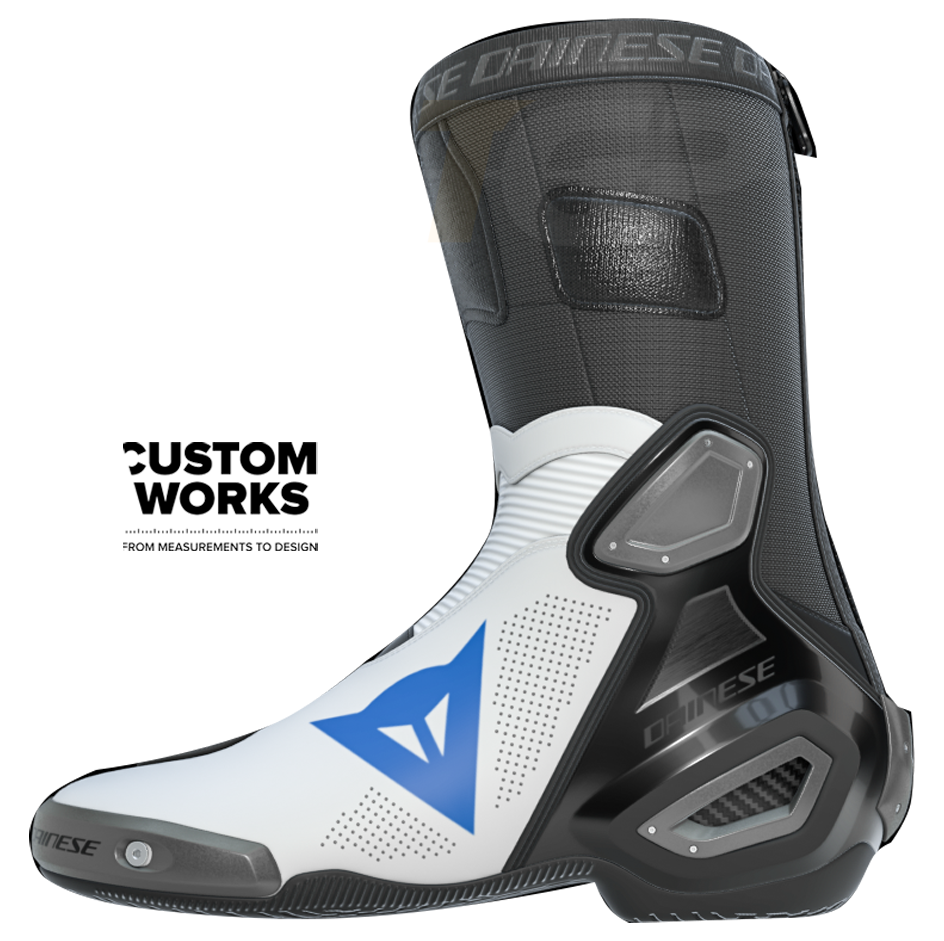 Dainese Axial 2 Air racing and street motorcycle boots | Men | White / Sky Blue | Custom Works 