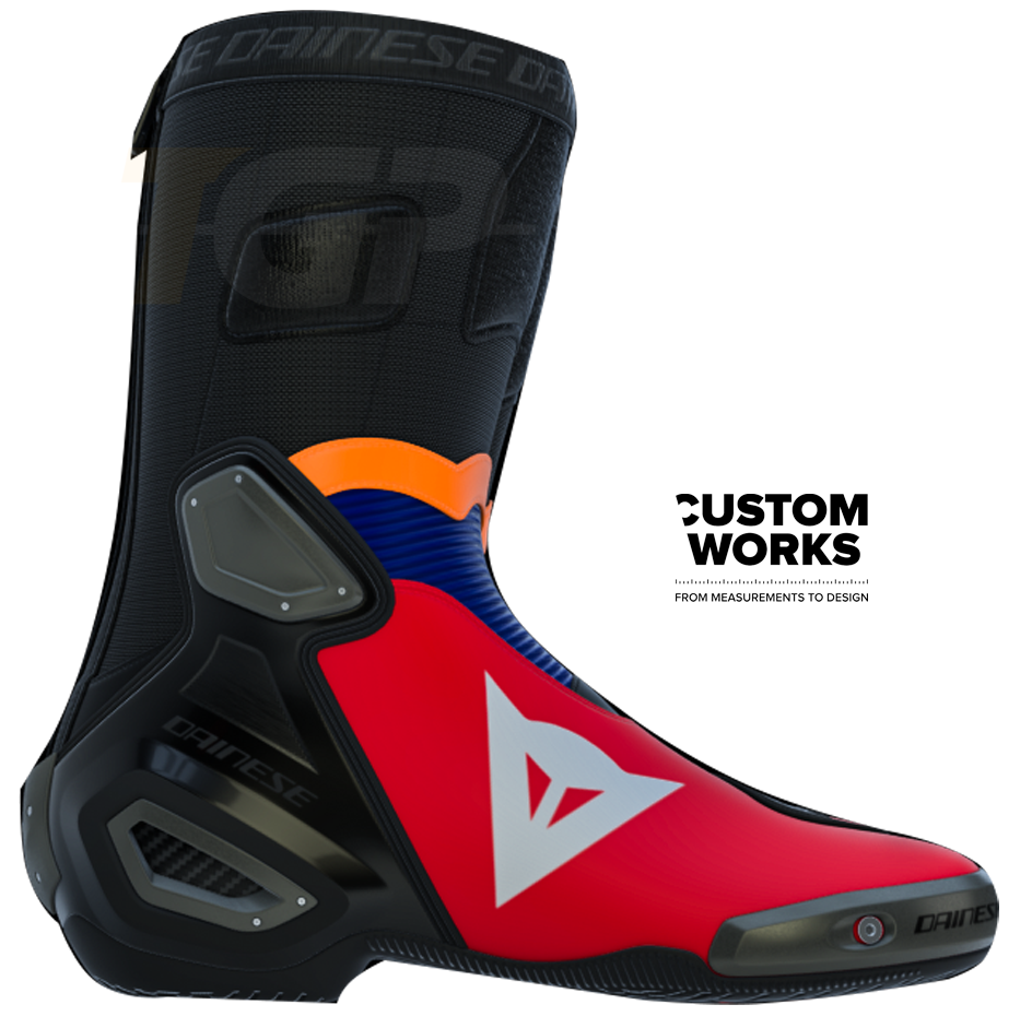 Dainese Axial 2 Racing and street motorcycle boots Luca Marini Replica 2026 | Men | Lava Red / Electric Blue / Fluo Orange / White | Custom Works 