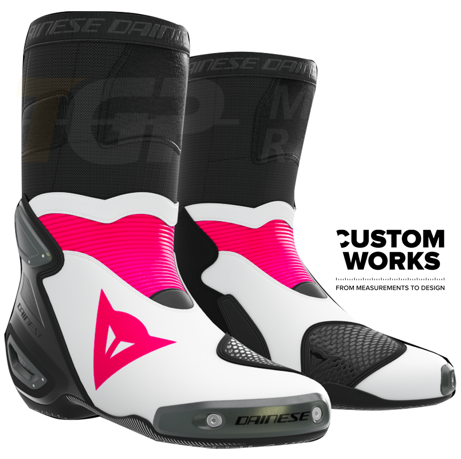 Dainese Axial 2 Racing and Street Motorcycle Boots | Men | Fuxia / White | Custom Works 