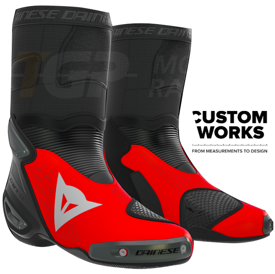 Dainese Axial 2 Air Racing and Street Motorcycle Boots Marco Bezzecchi Replica 2026 | Men | Fluo Red / Black | Custom Works 
