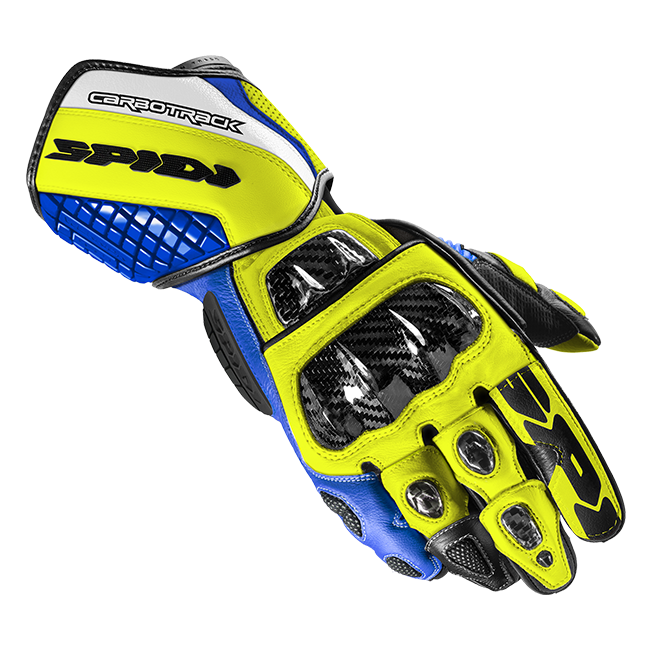 Spidi Carbo Track Evo Racing Motorrad Lederhandschuhe | Herren | Blau/Gelb | A203477