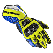 Gants de moto en cuir Spidi Carbo Track Evo Racing | Hommes | Bleu/Jaune | A203477 