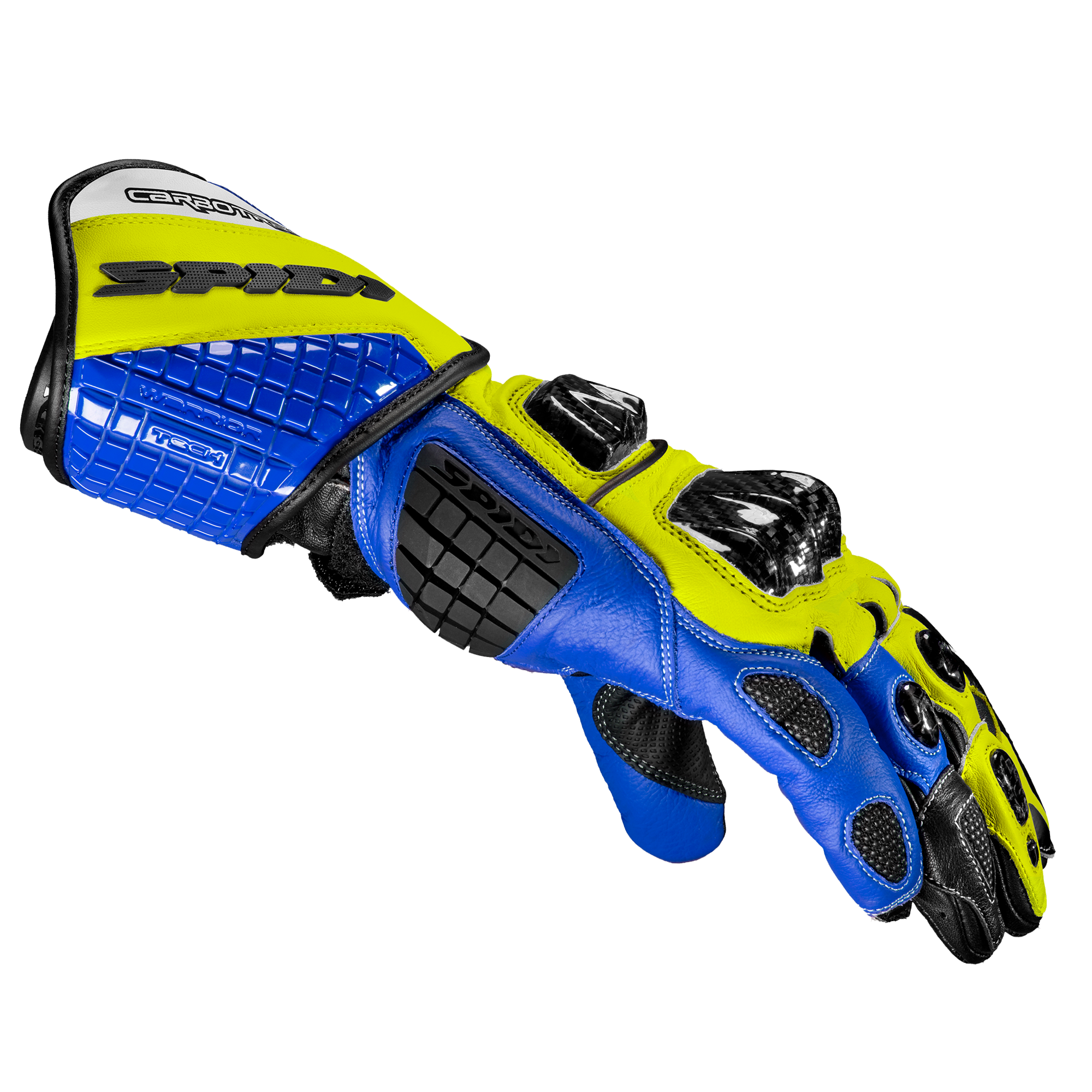 Spidi Carbo Track Evo Racing Motorrad Lederhandschuhe | Herren | Blau/Gelb | A203477