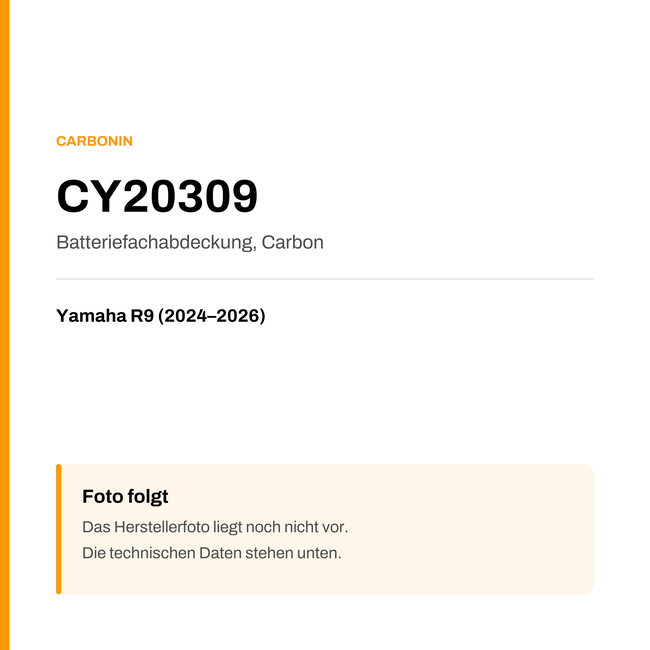 Batteriefachabdeckung Carbon Carbonin Yamaha R9 (24-26) CY20309 — Platzhalter, Herstellerfoto folgt