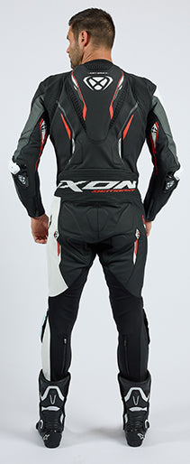 IXON Demonio overall Leren pak – Geperforeerde raceoverall | Heren | Rood/Zwart/Wit 
