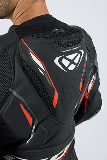 IXON Demonio overall Leren pak – Geperforeerde raceoverall | Heren | Rood/Zwart/Wit 