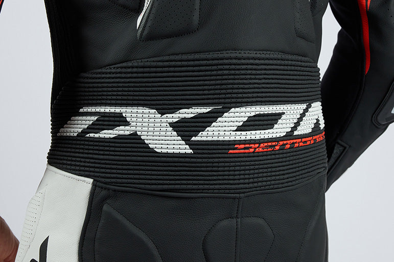 IXON Demonio overall Leren pak – Geperforeerde raceoverall | Heren | Rood/Zwart/Wit 