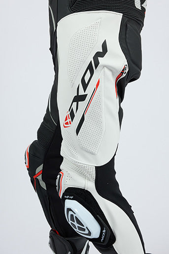 IXON Demonio overall Leren pak – Geperforeerde raceoverall | Heren | Rood/Zwart/Wit 