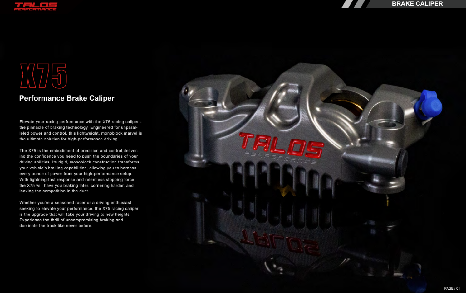 Talos X75 SBK Racing Monoblock P4 32/36 100mm Bremszange Vorne Rechts | X75.100.HD.R