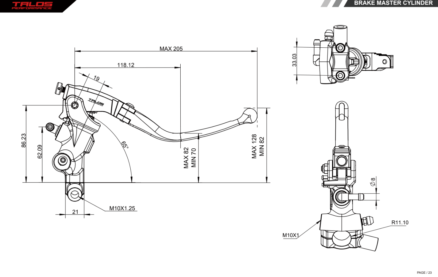Talos CNC ST Radiale Racing Pompa freno 14mm| ST.14 