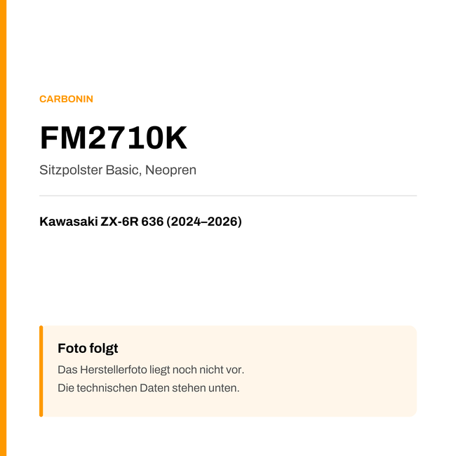 Basic Sitzbank Carbonin Kawasaki ZX-6R 636 (24-26) FM2710K — Platzhalter, Herstellerfoto folgt