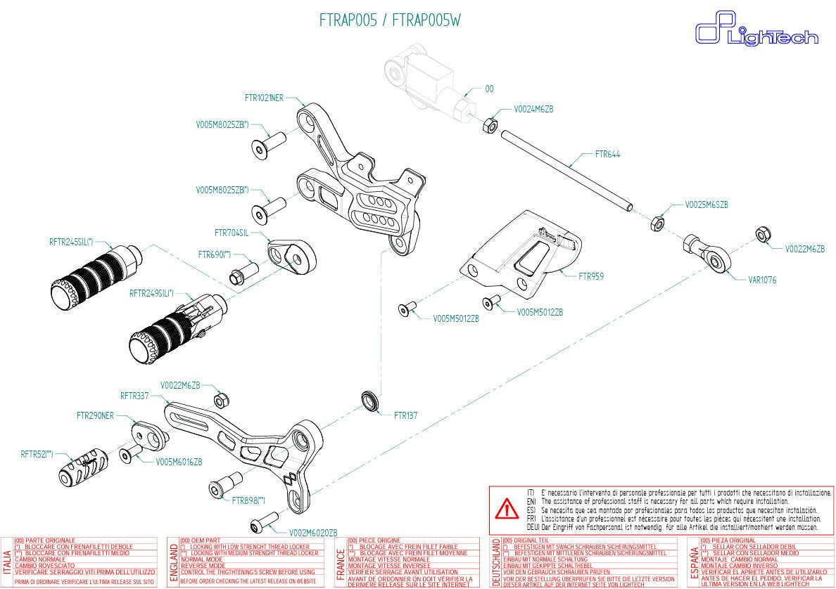 Sistema de travagem LighTech Aprilia RSV4/RF/RR/1100 Factory (17-26) FTRAP005/W 