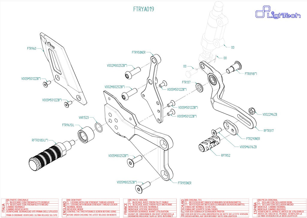 Sistema de apoio a pé Feuse Yamaha YZF-R3 (15-25) FTREA019