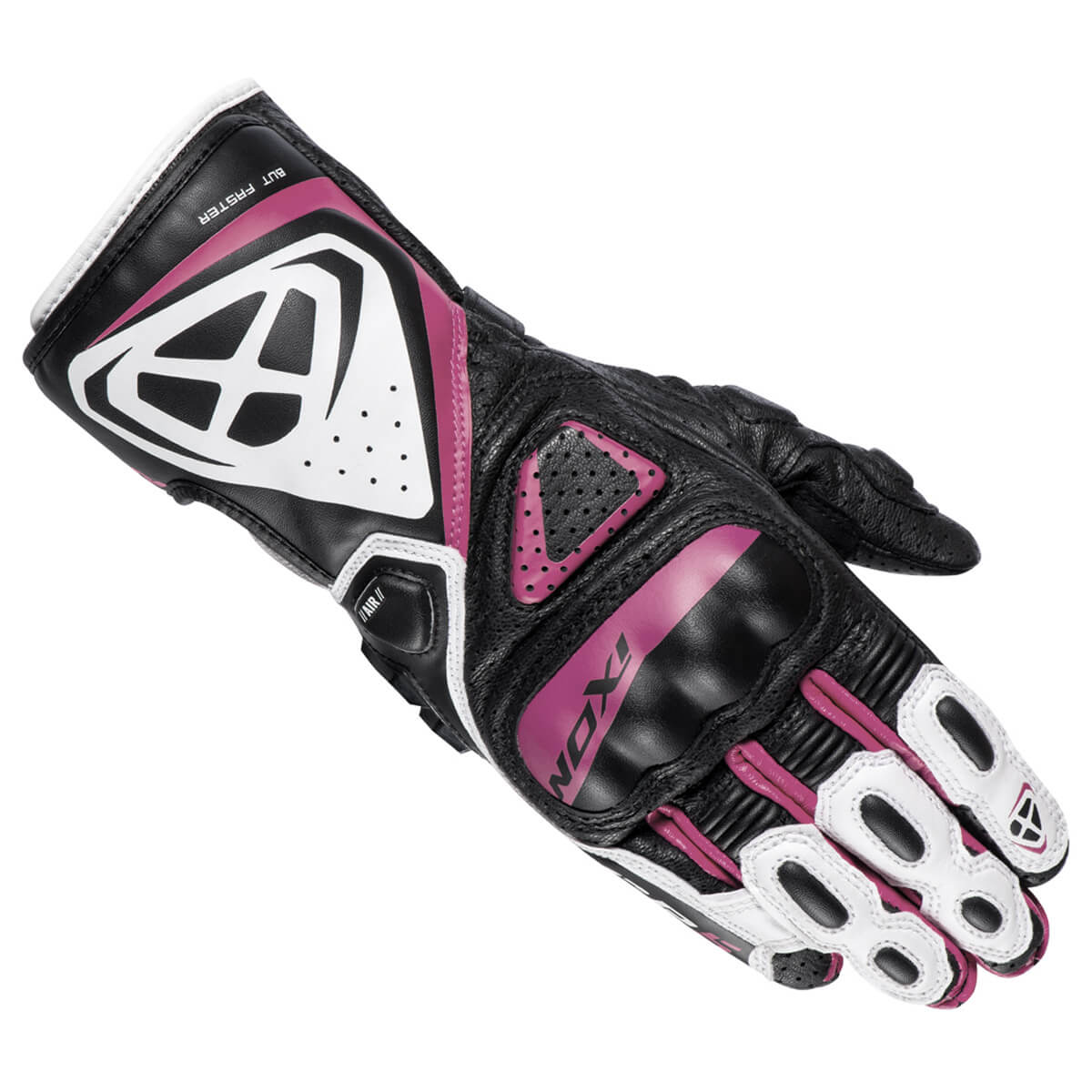 IXON GP5 Air L Motorrad Lederhandschuhe | Frauen | Pink/Weiß/Schwarz