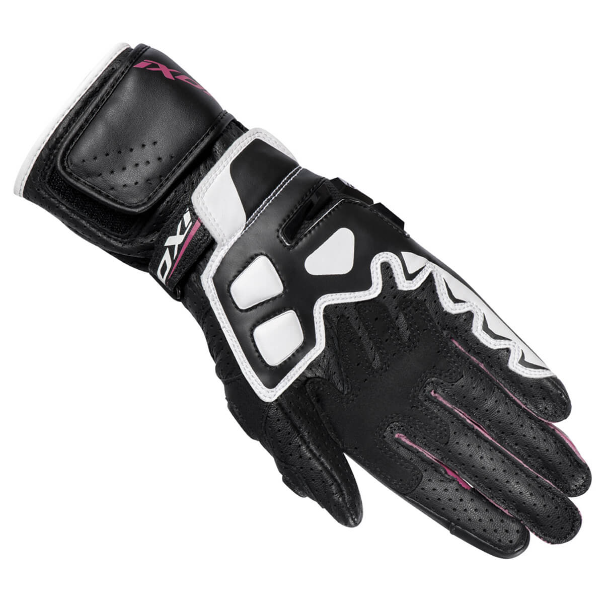 IXON GP5 Air L Motorrad Lederhandschuhe | Frauen | Pink/Weiß/Schwarz