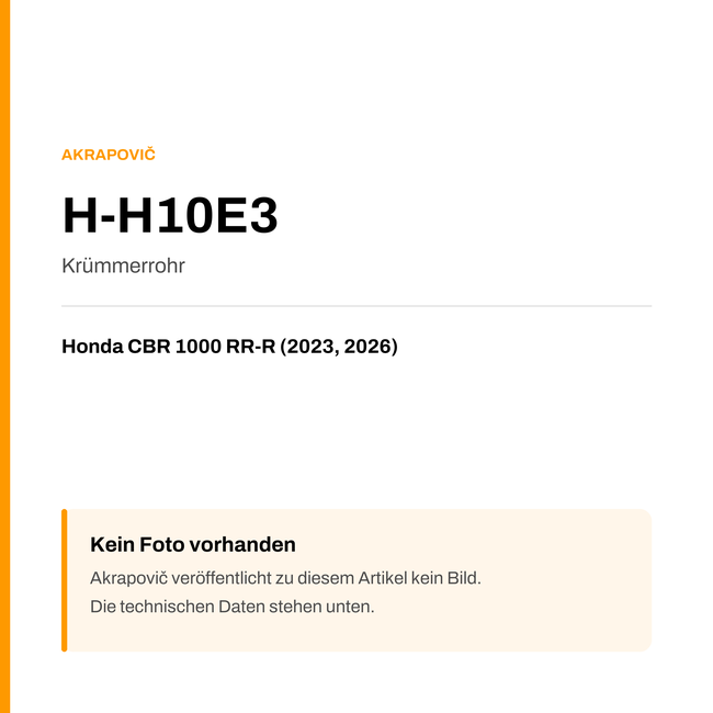Akrapovic Krümmerrohr Honda CBR 1000 RR-R (23-26) H-H10E3 — Platzhalter, kein Herstellerfoto verfügbar