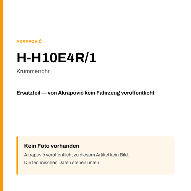 Akrapovic Krümmerrohr H-H10E4R/1 — Platzhalter, kein Herstellerfoto verfügbar