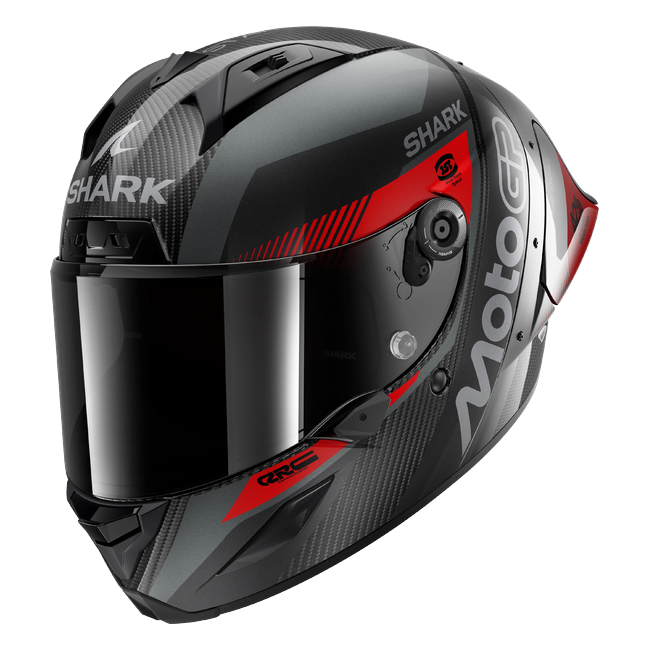 Shark Aeron GP FIM 2 MotoGP anthrazit rot DAR HE4180 — Dreiviertelansicht von vorn