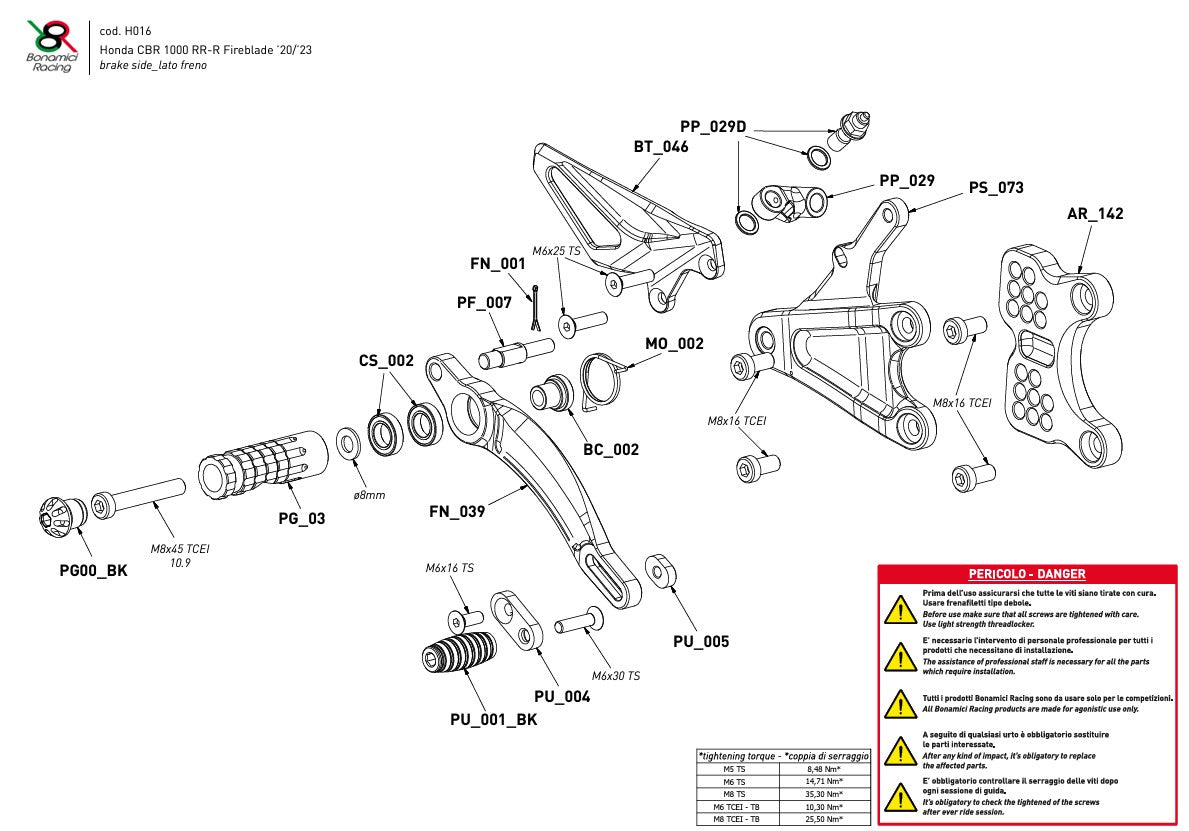 Système de freinage Bonamici Racing Honda CBR 1000 RR-R SC82 (20-25) H016 