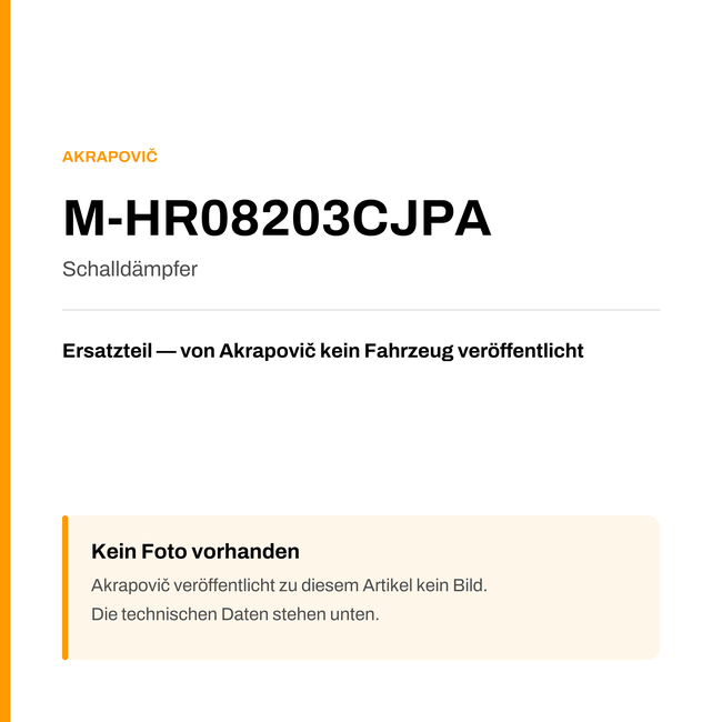 Akrapovic Schalldämpfer M-HR08203CJPA — Platzhalter, kein Herstellerfoto verfügbar
