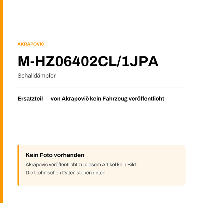 Akrapovic Schalldämpfer M-HZ06402CL/1JPA — Platzhalter, kein Herstellerfoto verfügbar