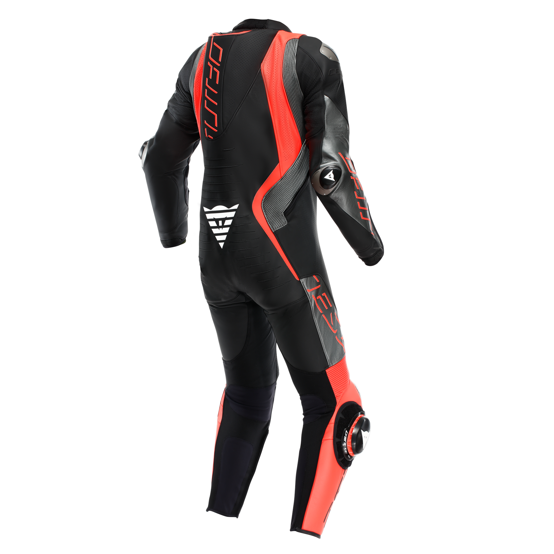 Dainese Audax D-ZIP traje de cuero de una pieza – Mono de carrera perforado | Hombres | Negro/Rojo 