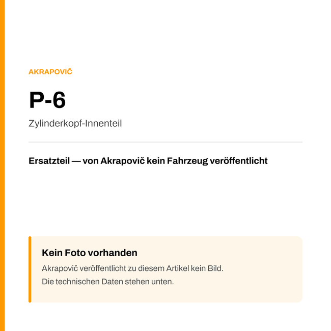 Akrapovic Zylinderkopf-Innenteil P-6 — Platzhalter, kein Herstellerfoto verfügbar